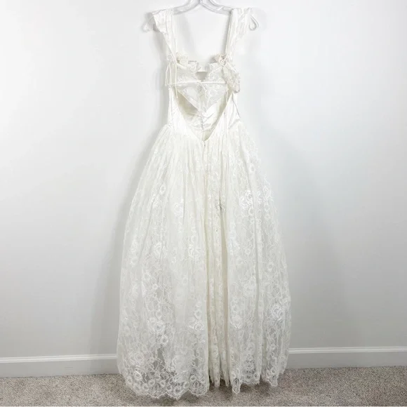 For Love & Lemons Vera Satin Lace Bustier Bridal Gown XS S NWT Crisp White